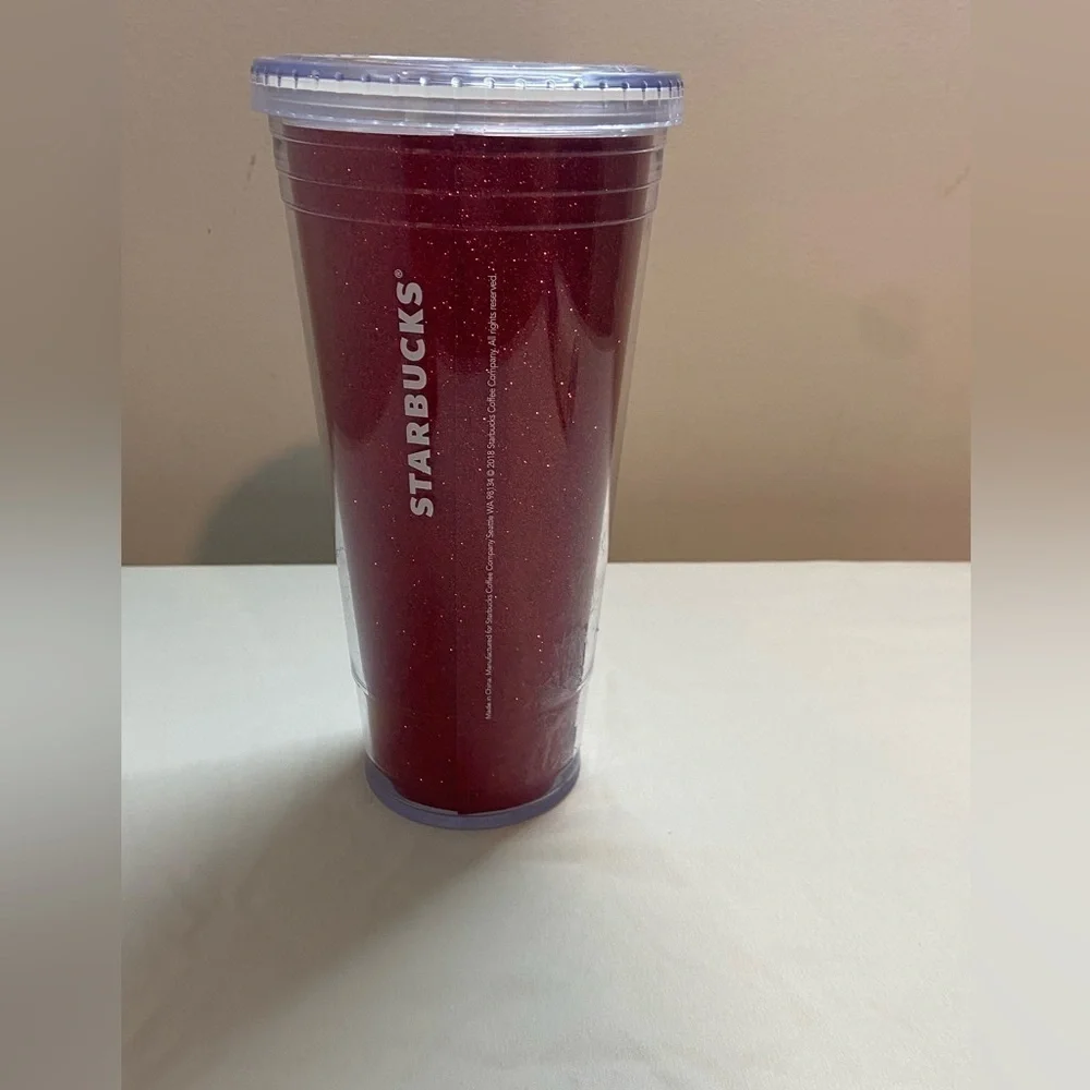 Starbucks 20oz Red Glitter Holiday Limited Edition Tumbler Cold Cup GUC